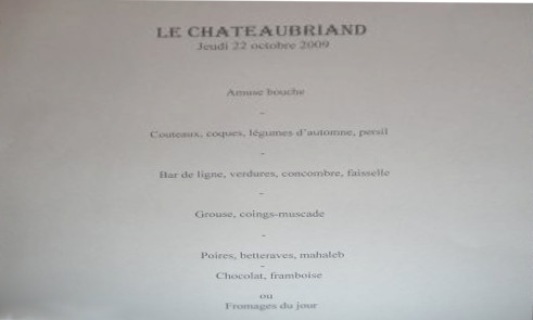 Le Chateaubriand, restaurant d'Iniaki Azpitarte avenue Parmentier : la carte