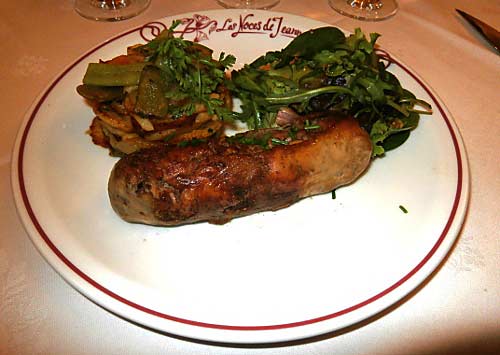 Noces de Jeannette, l'andouillette grillée et légumes printaniers
